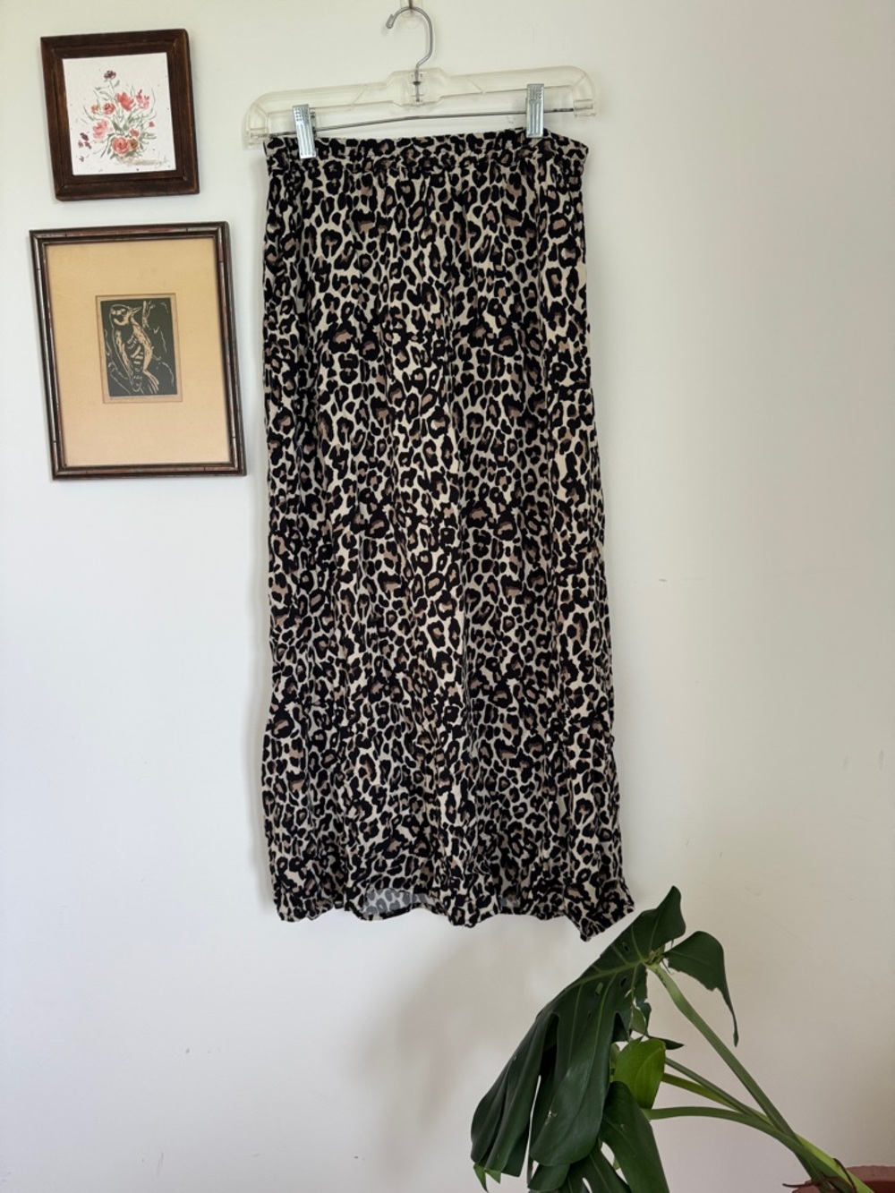 Vero Moda Leopard Print Maxi Skirt - Black & Cream